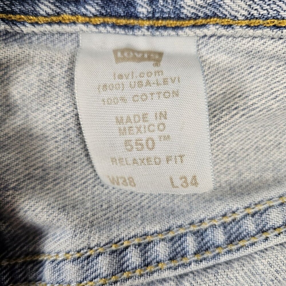 Levi's 550 Mens Jeans 38x34 Light Wash Relaxed Fit Straight Leg Y2K 100% Cotton - Picture 12 of 16